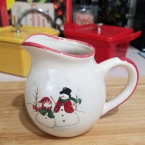 Royal Seasons Snowman Stoneware Tabletop Coffee Creamer Pitcher Christmas Decor
